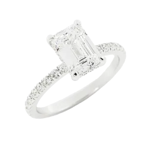 2.2 Carat Emerald Cut Diamond Engagement Ring 14k White Gold