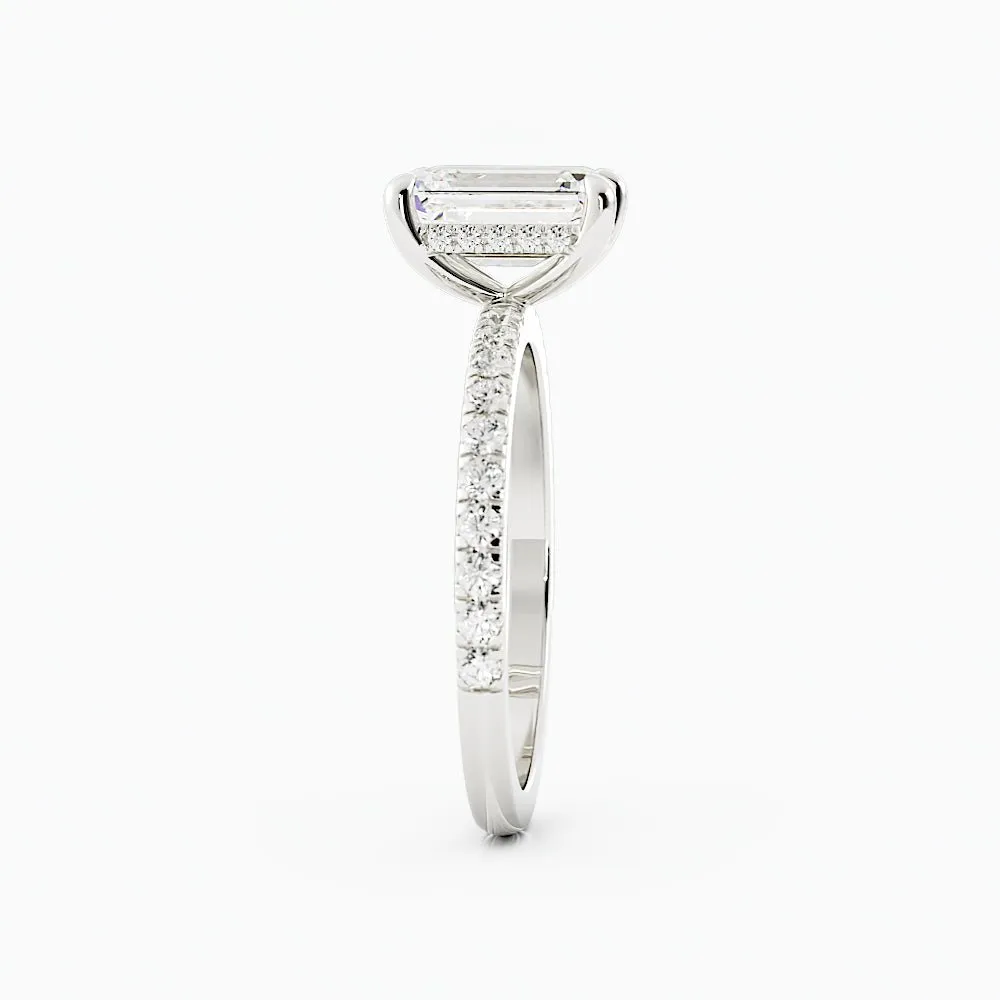 2.2 Carat Emerald Cut Diamond Engagement Ring 14k White Gold