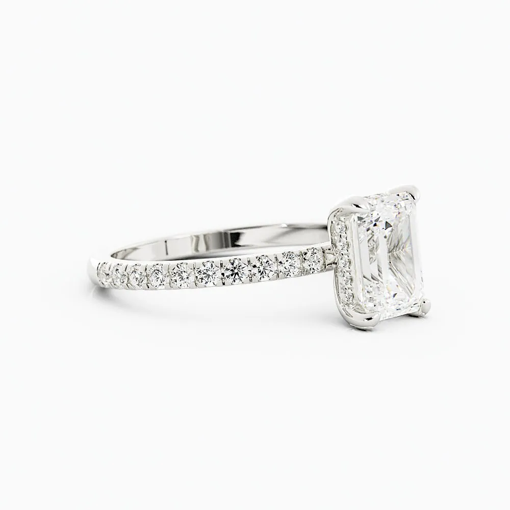 2.2 Carat Emerald Cut Diamond Engagement Ring 14k White Gold