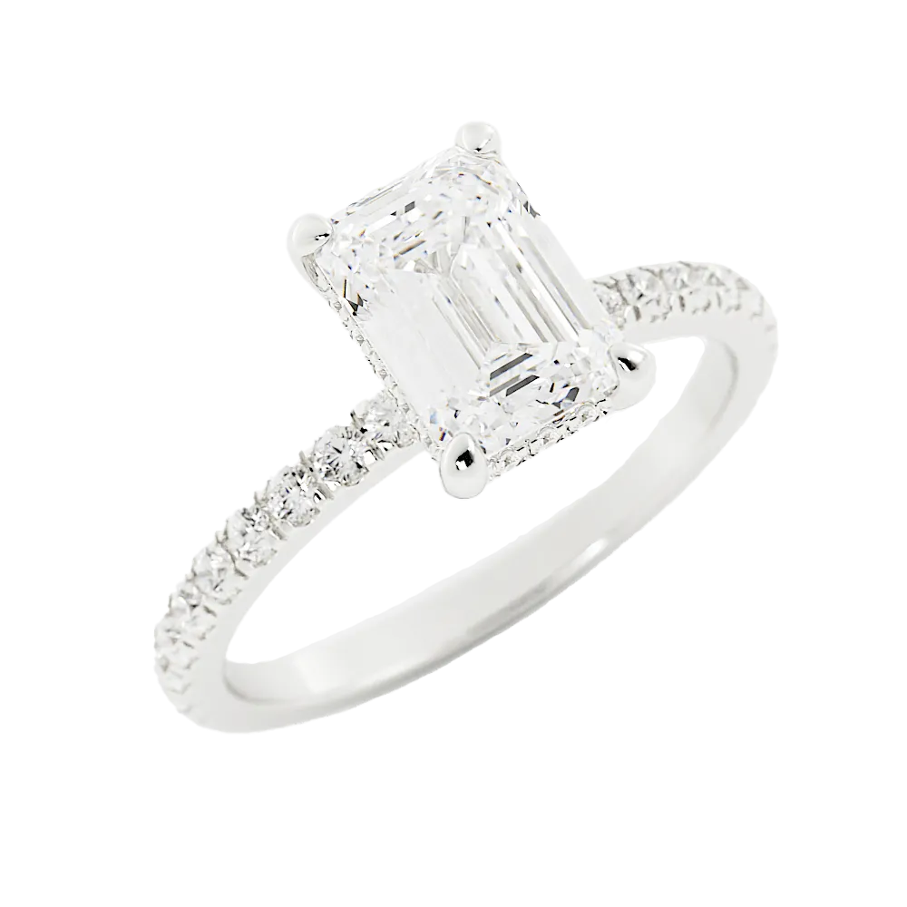 2.2 Carat Emerald Cut Diamond Engagement Ring 14k White Gold