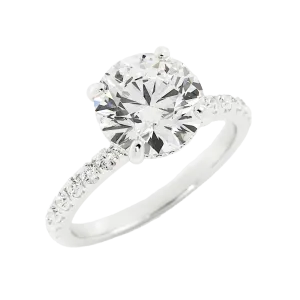 2.6 Carat Round Cut Diamond Engagement Ring 14k White Gold
