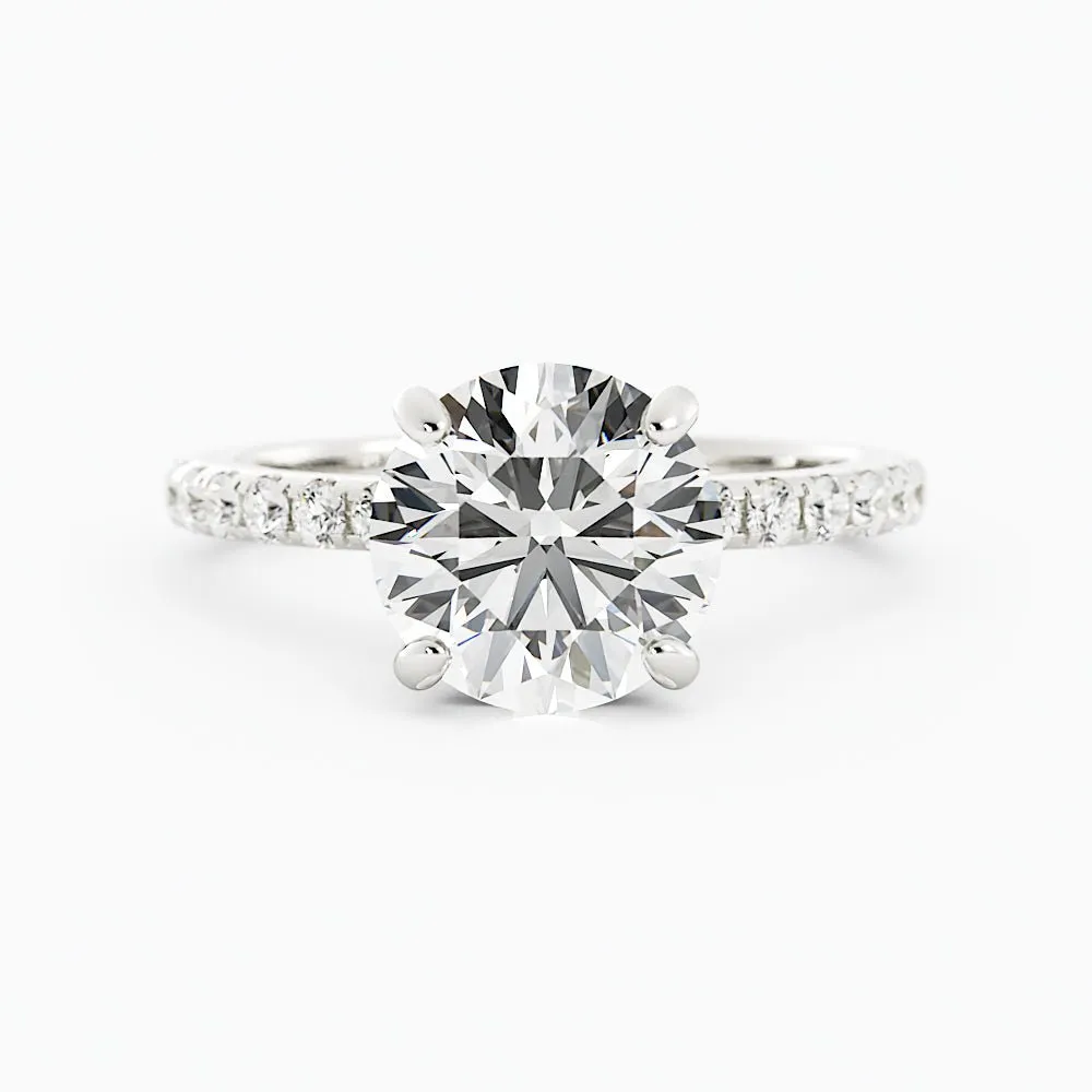 2.6 Carat Round Cut Diamond Engagement Ring 14k White Gold