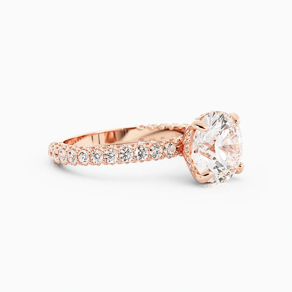 3.2 Carat Round Cut Diamond Engagement Ring 14k Rose Gold