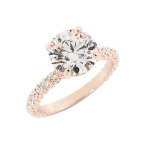 3.2 Carat Round Cut Diamond Engagement Ring 14k Rose Gold
