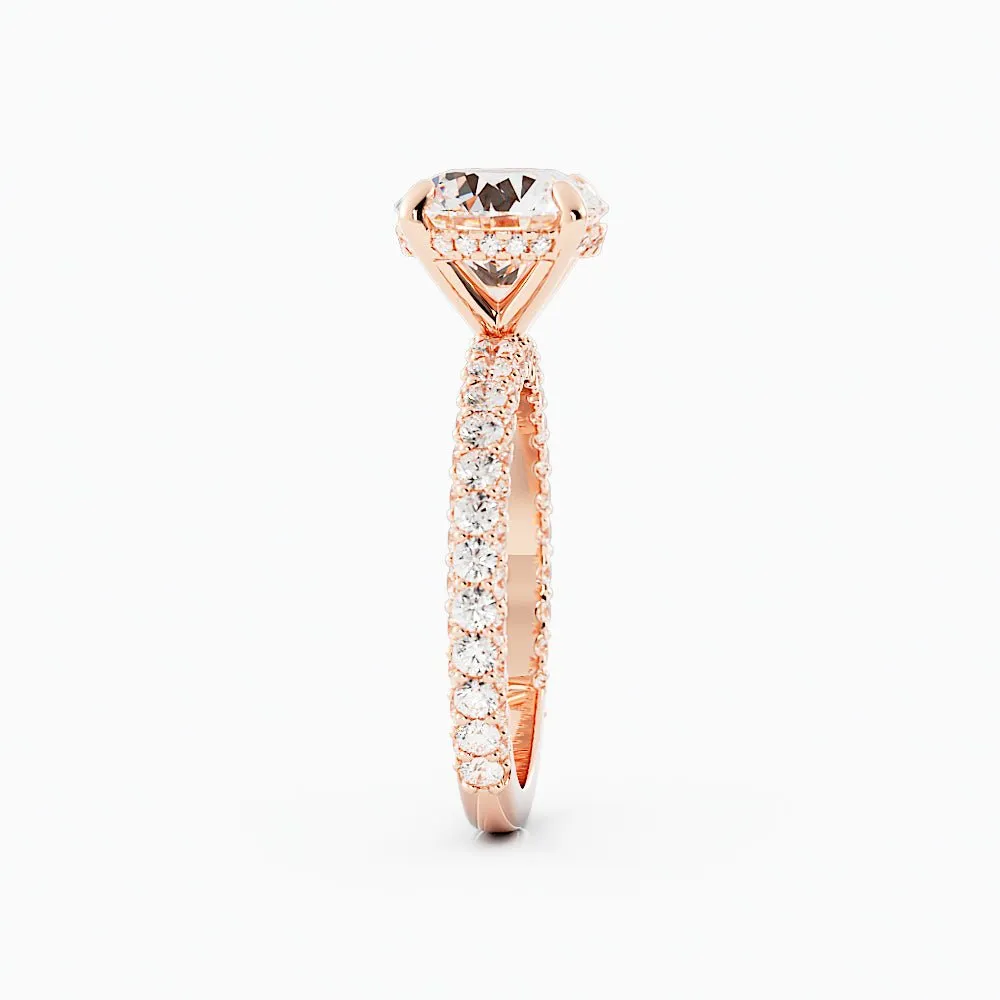 3.2 Carat Round Cut Diamond Engagement Ring 14k Rose Gold