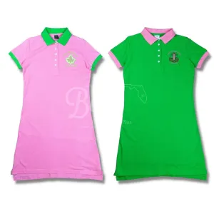 Alpha Kappa Alpha AKA Ivy Embroidered Polo Dress with Contrast Collar and Sleeves