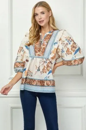 Alyssa 3/4 Sleeve Floral Top