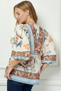 Alyssa 3/4 Sleeve Floral Top