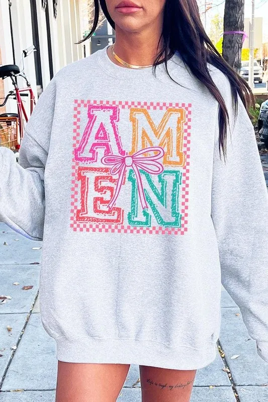 Amen Coquette Bow Graphic Plus Sweatshirt