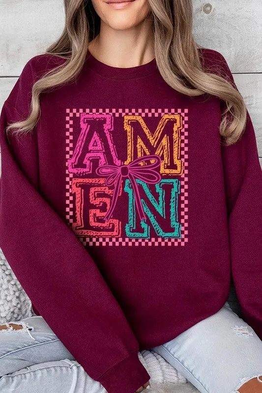 Amen Coquette Bow Graphic Plus Sweatshirt