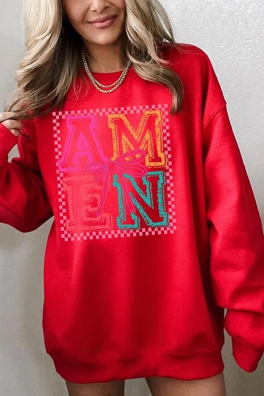 Amen Coquette Bow Graphic Plus Sweatshirt
