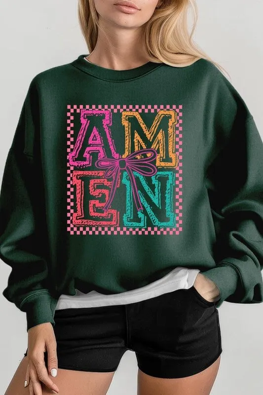 Amen Coquette Bow Graphic Plus Sweatshirt