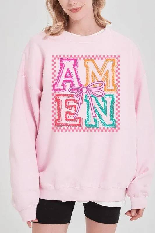 Amen Coquette Bow Graphic Plus Sweatshirt
