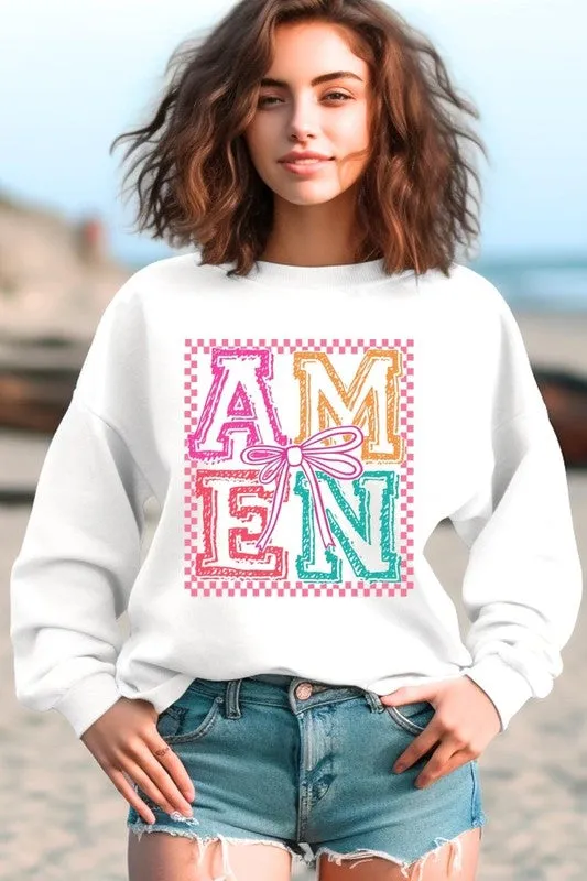 Amen Coquette Bow Graphic Plus Sweatshirt