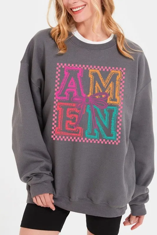 Amen Coquette Bow Graphic Plus Sweatshirt
