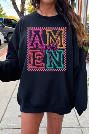 Amen Coquette Bow Graphic Plus Sweatshirt