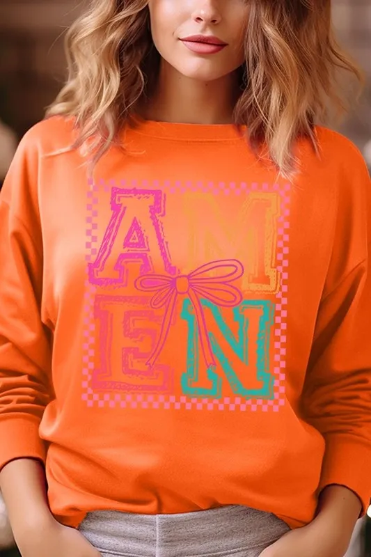 Amen Coquette Bow Graphic Plus Sweatshirt