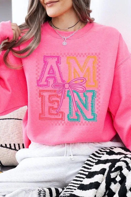 Amen Coquette Bow Graphic Plus Sweatshirt