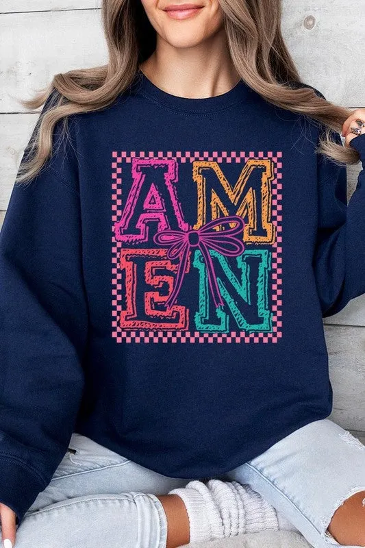 Amen Coquette Bow Graphic Plus Sweatshirt