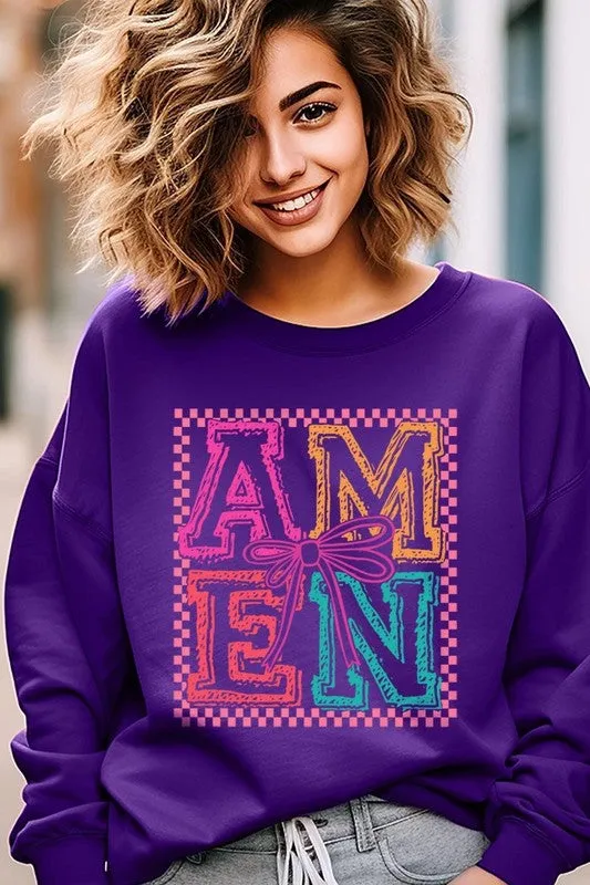 Amen Coquette Bow Graphic Plus Sweatshirt