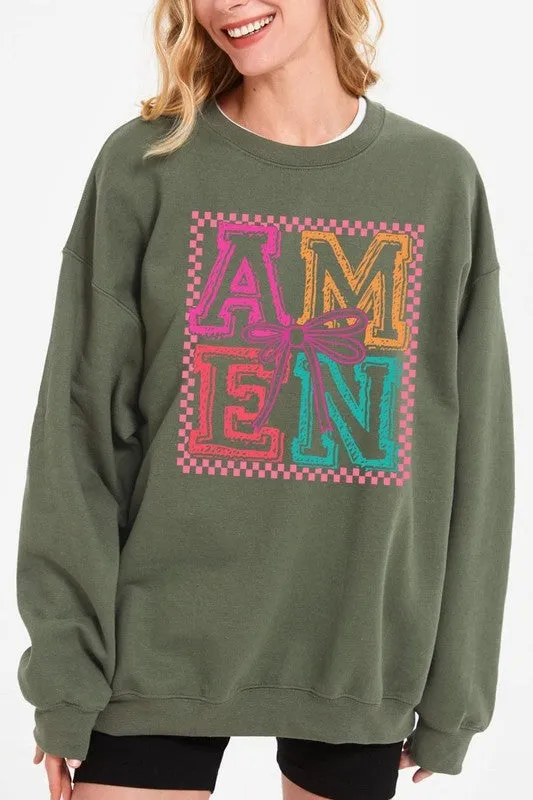Amen Coquette Bow Graphic Plus Sweatshirt