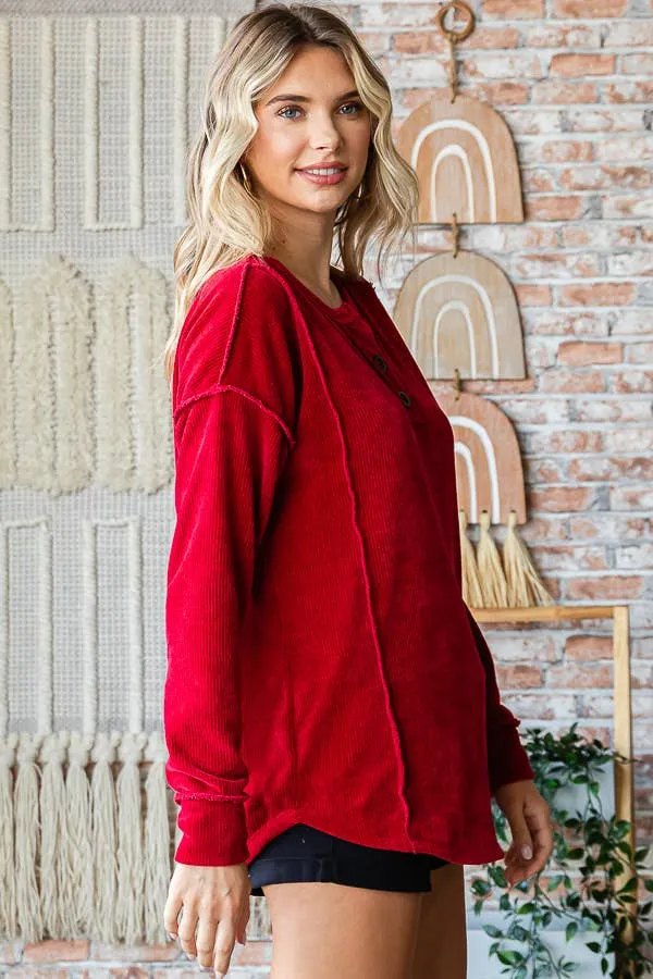 Anna Chenille Plus Size Henley