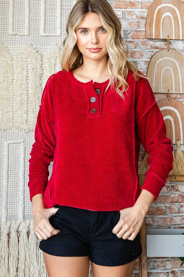 Anna Chenille Plus Size Henley