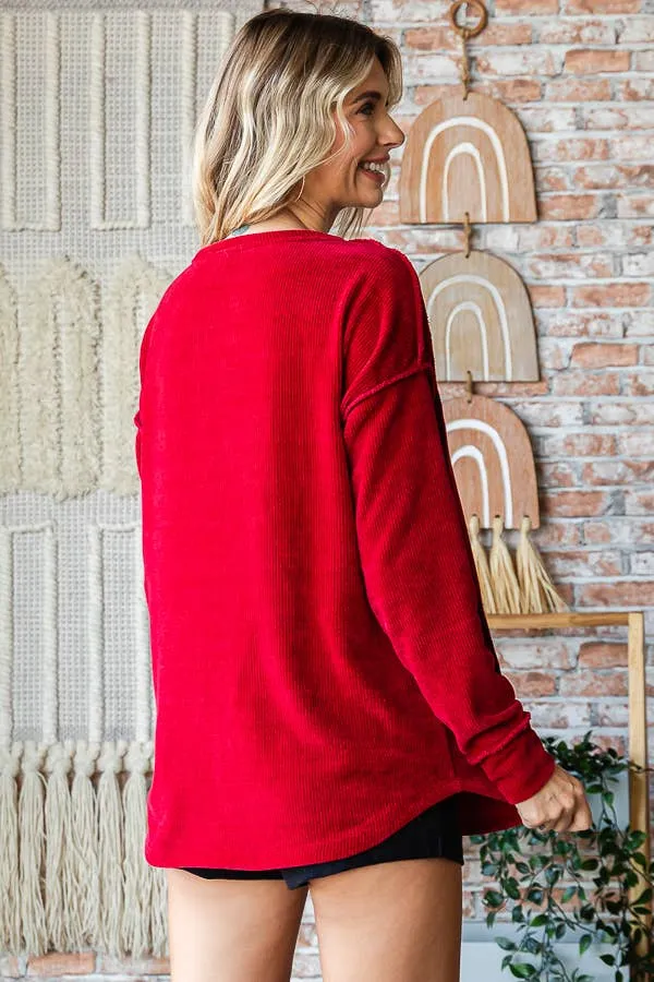 Anna Chenille Plus Size Henley
