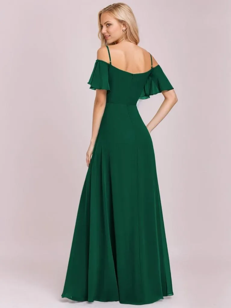 Aurora cold shoulder bridesmaid dress with split