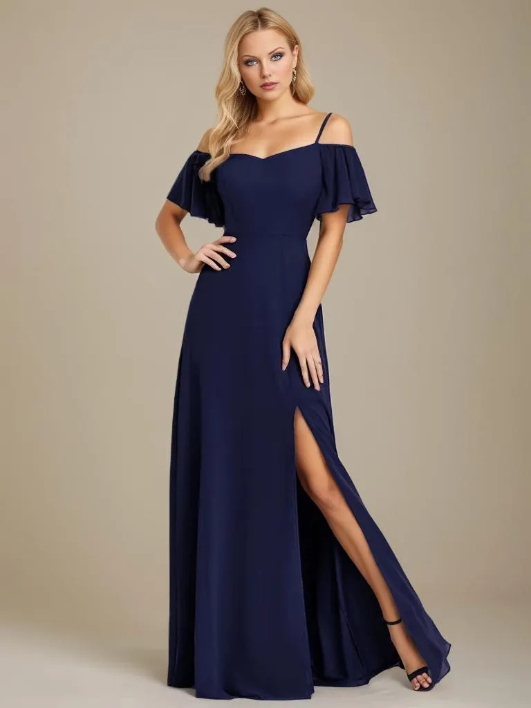 Aurora cold shoulder bridesmaid dress with split