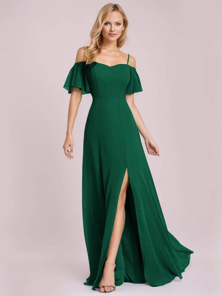 Aurora cold shoulder bridesmaid dress with split