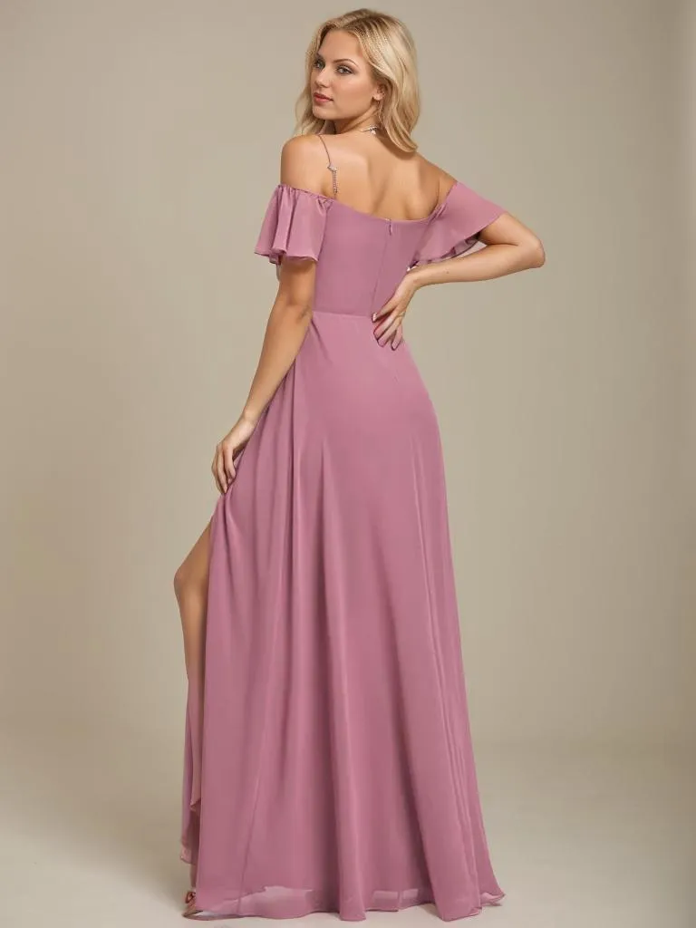 Aurora cold shoulder bridesmaid dress with split