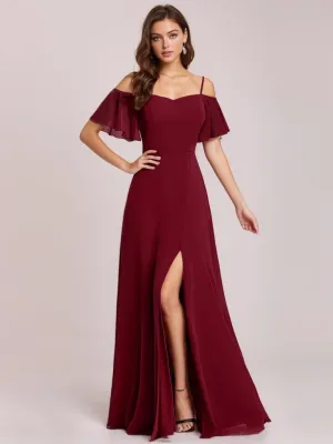 Aurora cold shoulder bridesmaid dress with split