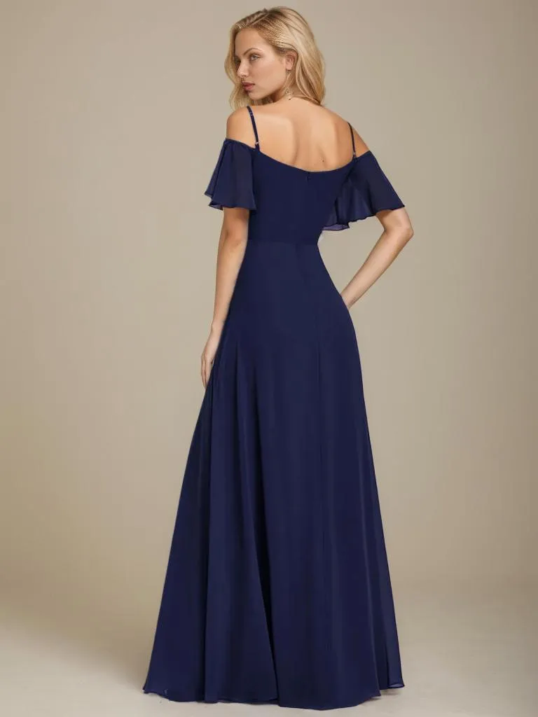 Aurora cold shoulder bridesmaid dress with split