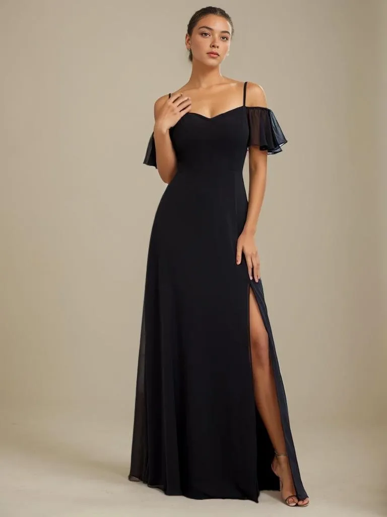 Aurora cold shoulder bridesmaid dress with split
