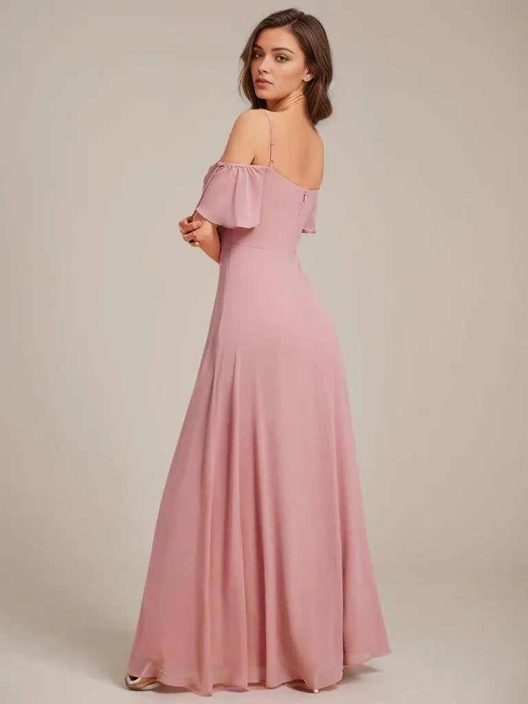 Aurora cold shoulder bridesmaid dress with split