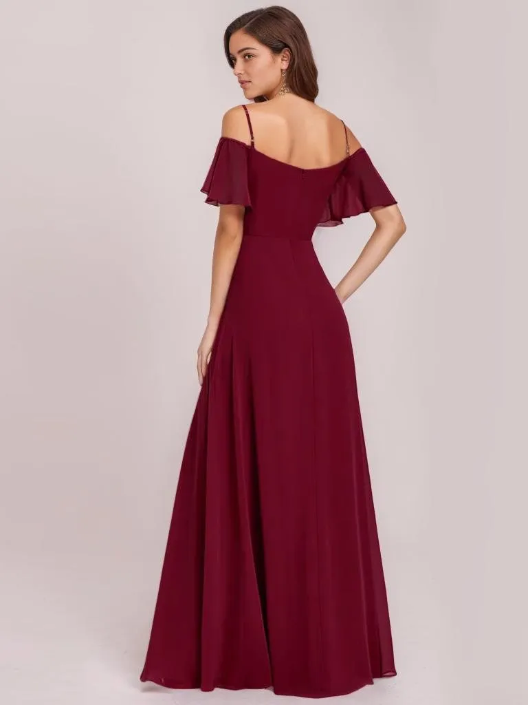 Aurora cold shoulder bridesmaid dress with split