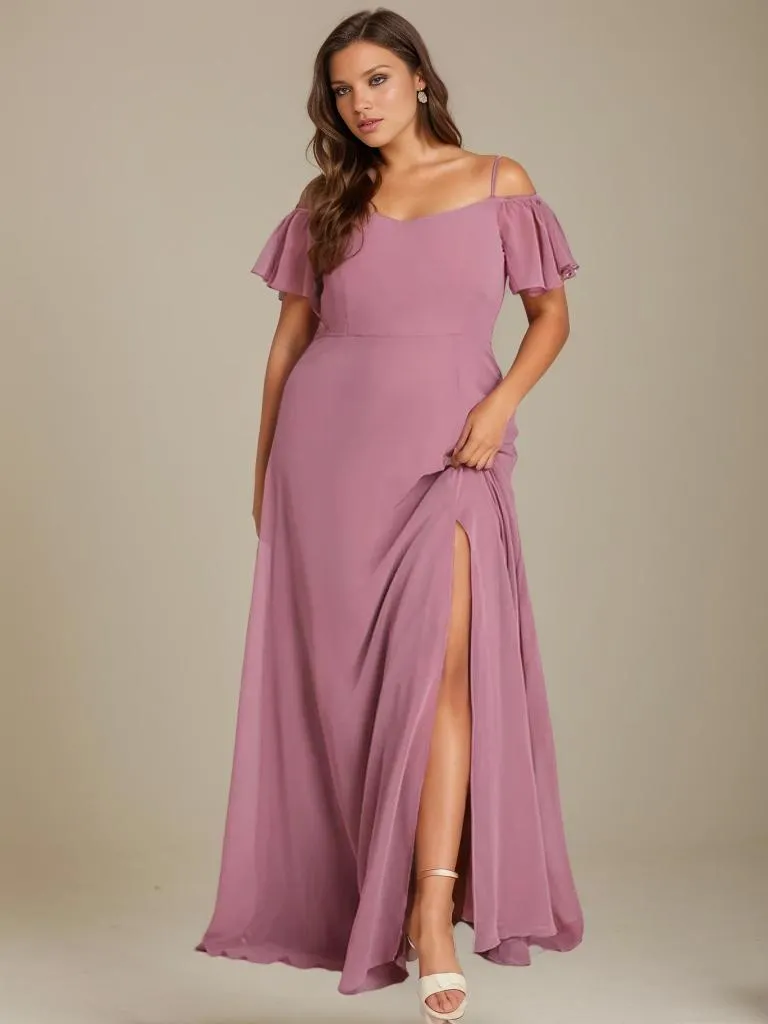 Aurora cold shoulder bridesmaid dress with split