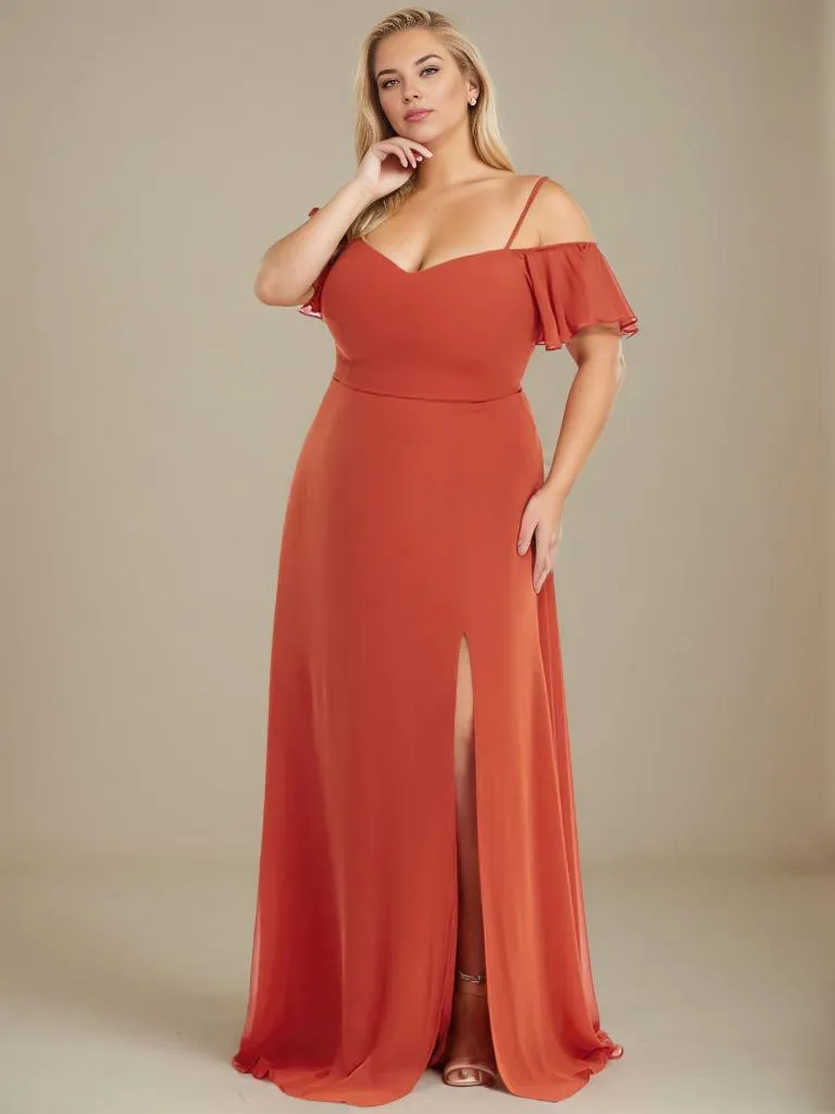 Aurora cold shoulder bridesmaid dress with split