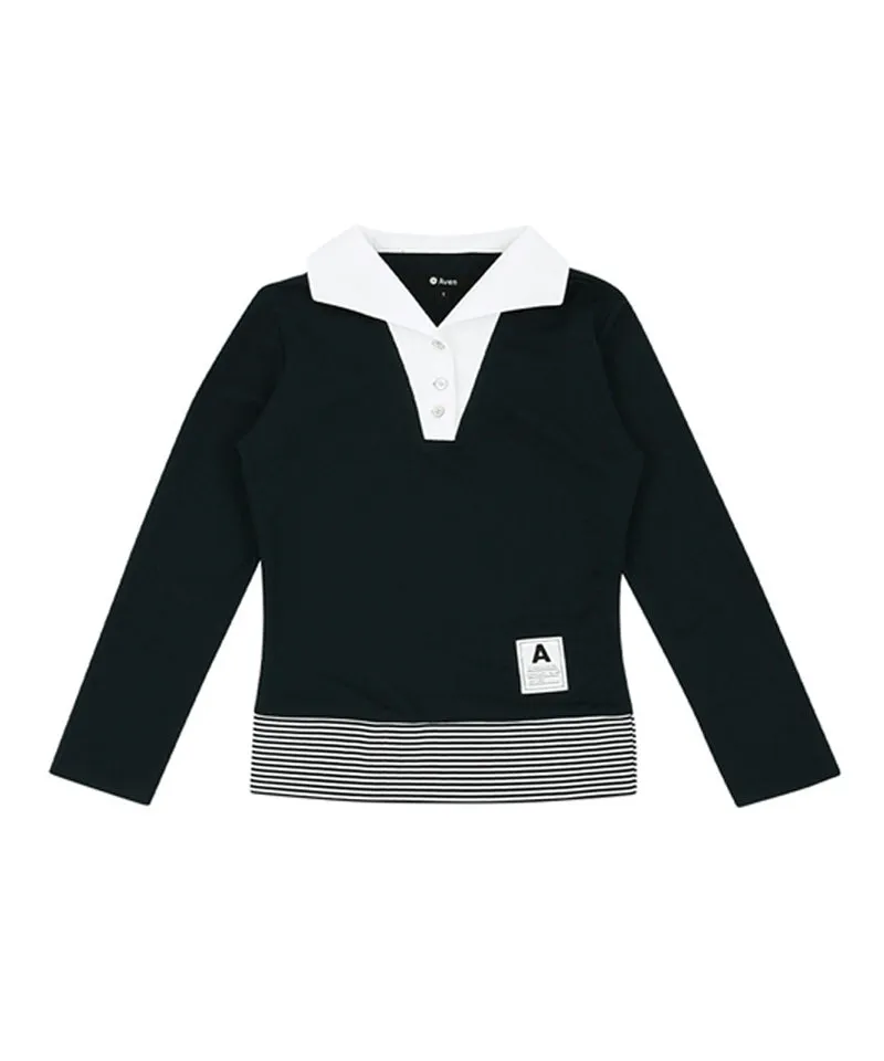 AVEN Women's Preppy Collar T-Shirt - Navy