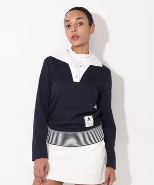 AVEN Women's Preppy Collar T-Shirt - Navy