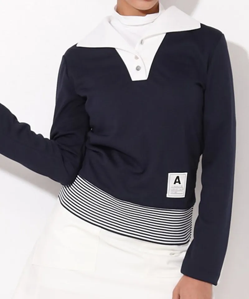 AVEN Women's Preppy Collar T-Shirt - Navy