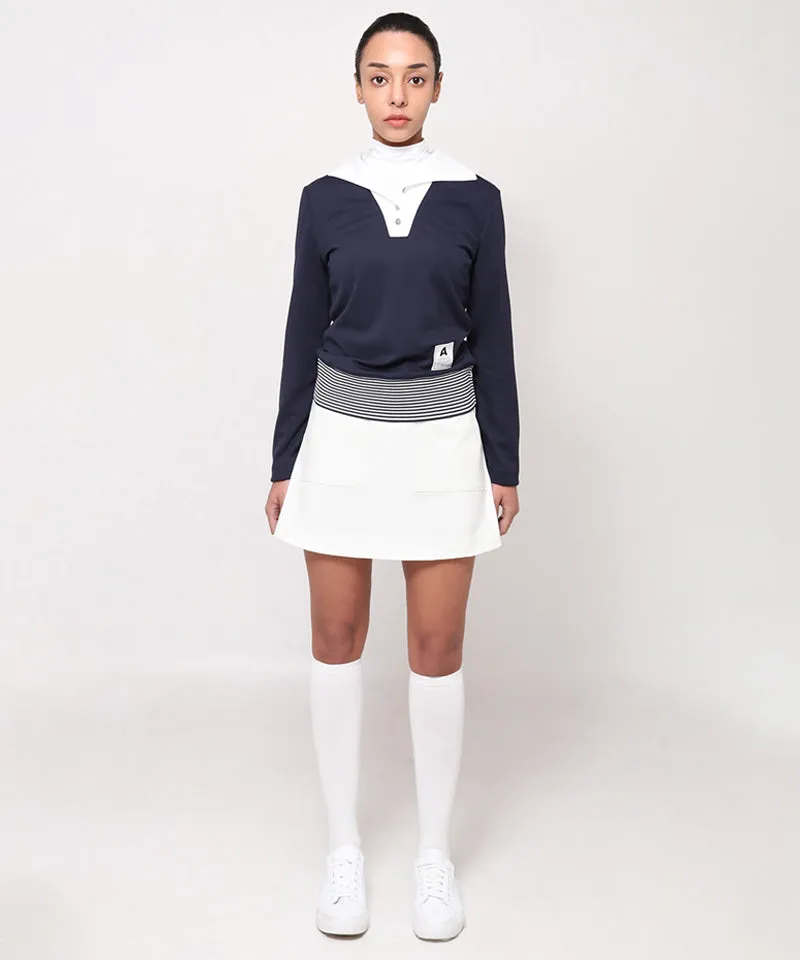 AVEN Women's Preppy Collar T-Shirt - Navy