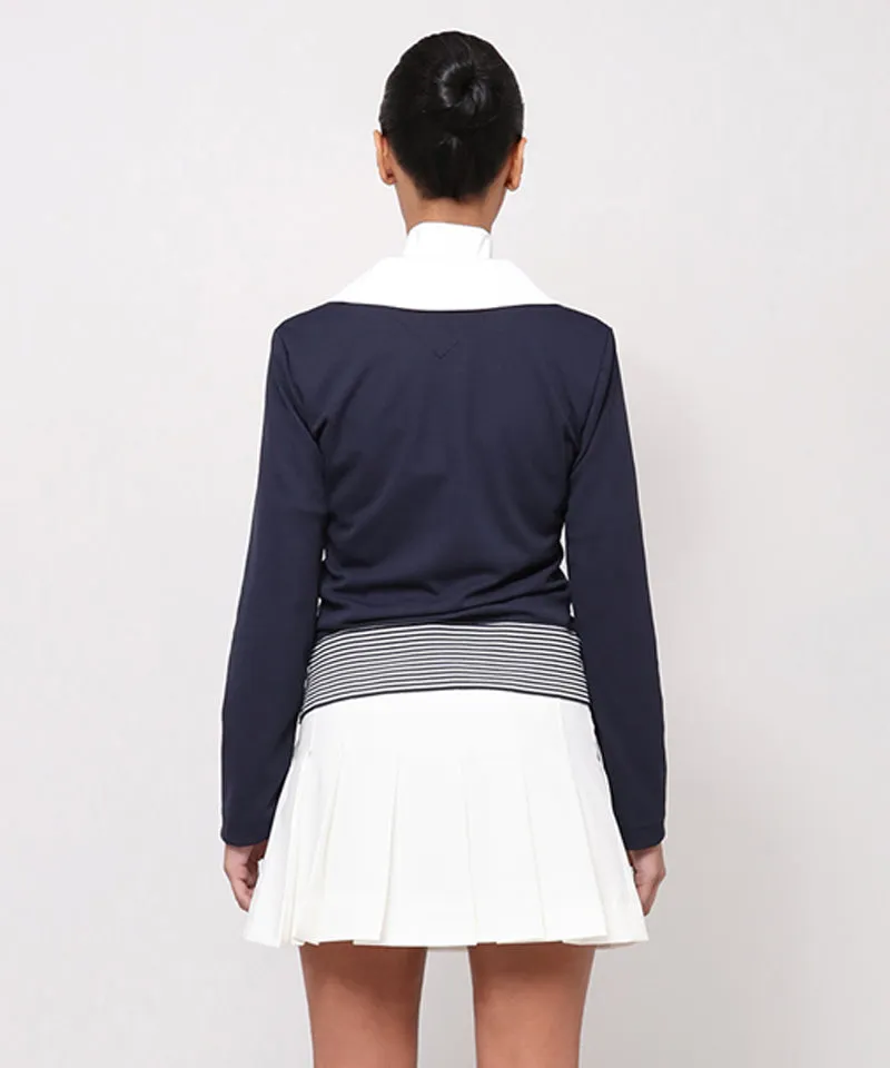 AVEN Women's Preppy Collar T-Shirt - Navy