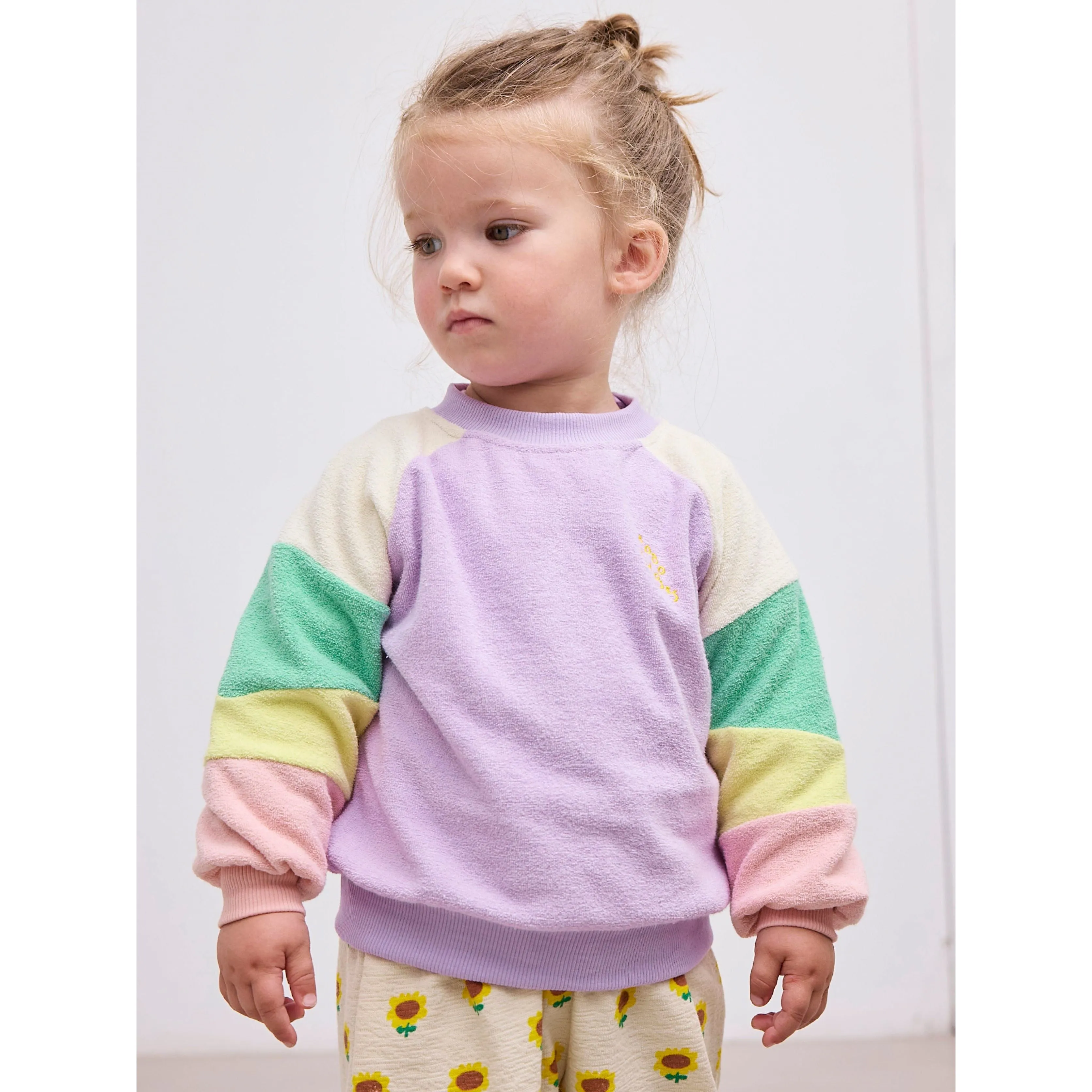 Baby Lila Color Block Terry Cloth Sweatshirt