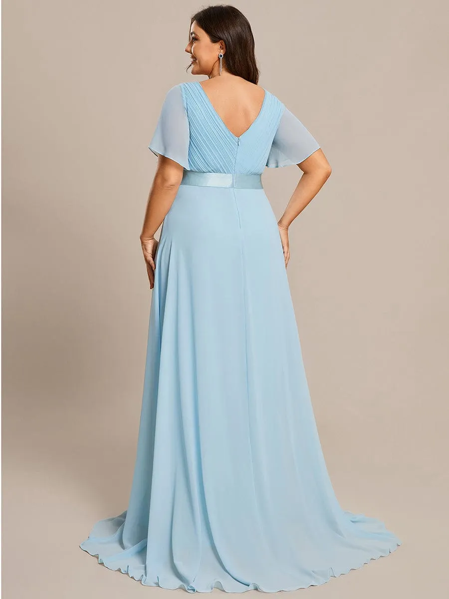 Billie flutter sleeve v neck chiffon bridesmaid dress
