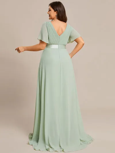 Billie flutter sleeve v neck chiffon bridesmaid dress