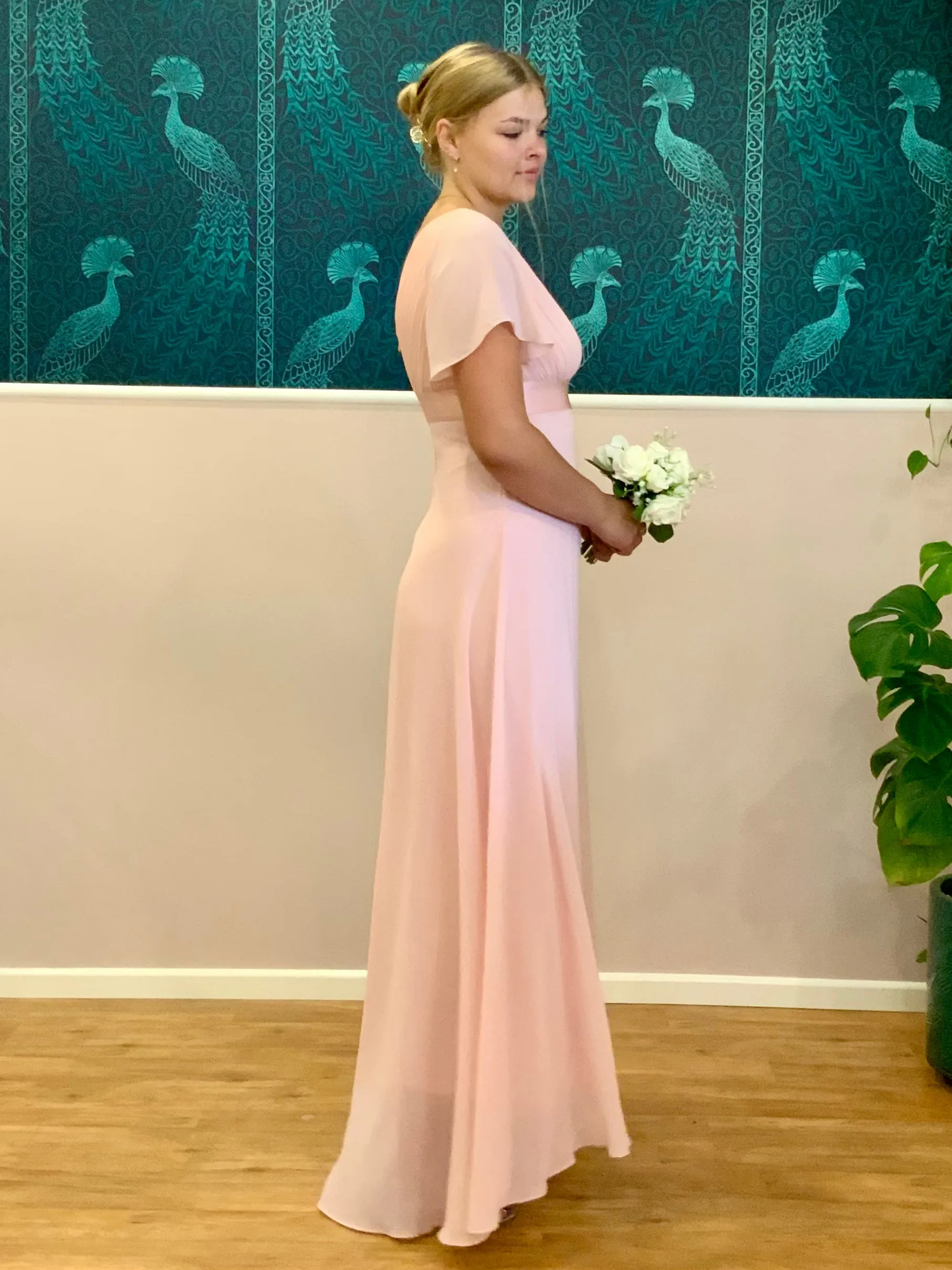 Billie Plus Size flutter sleeve v neck chiffon bridesmaid dress