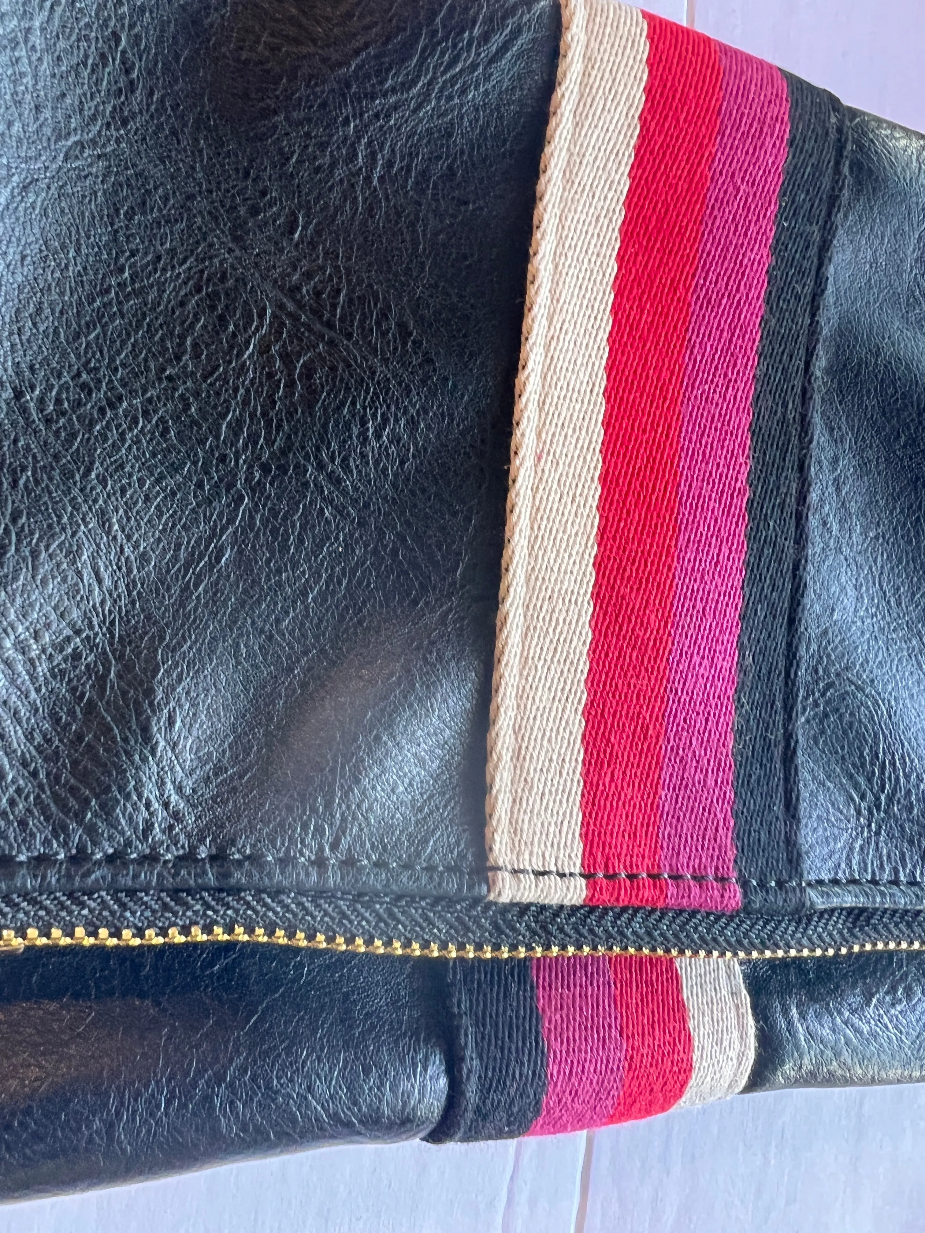 Black   Multi Stripe Vegan Crossbody, Belt Bag   Clutch