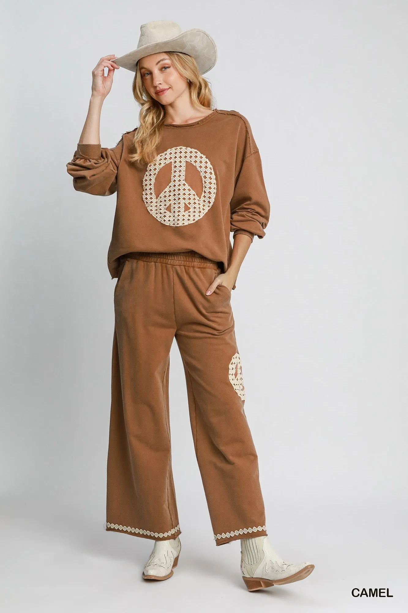 Blair Peace Lace Applique Top - Camel